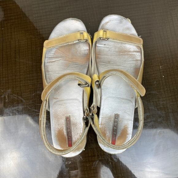 Rare Prada Fume Ombre Patent Leather Gladiator Sandals Women's 38 Y2K - Picture 10 of 12